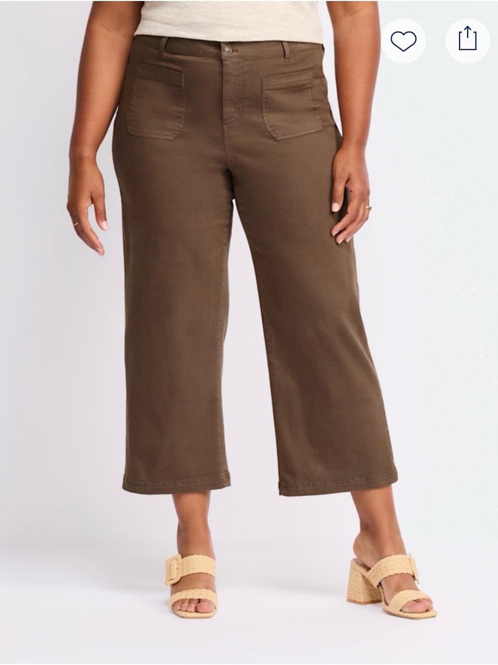 Studio Blue Darlene Woman’s Wide-Leg Crop Pants with Patch Pockets -NWT